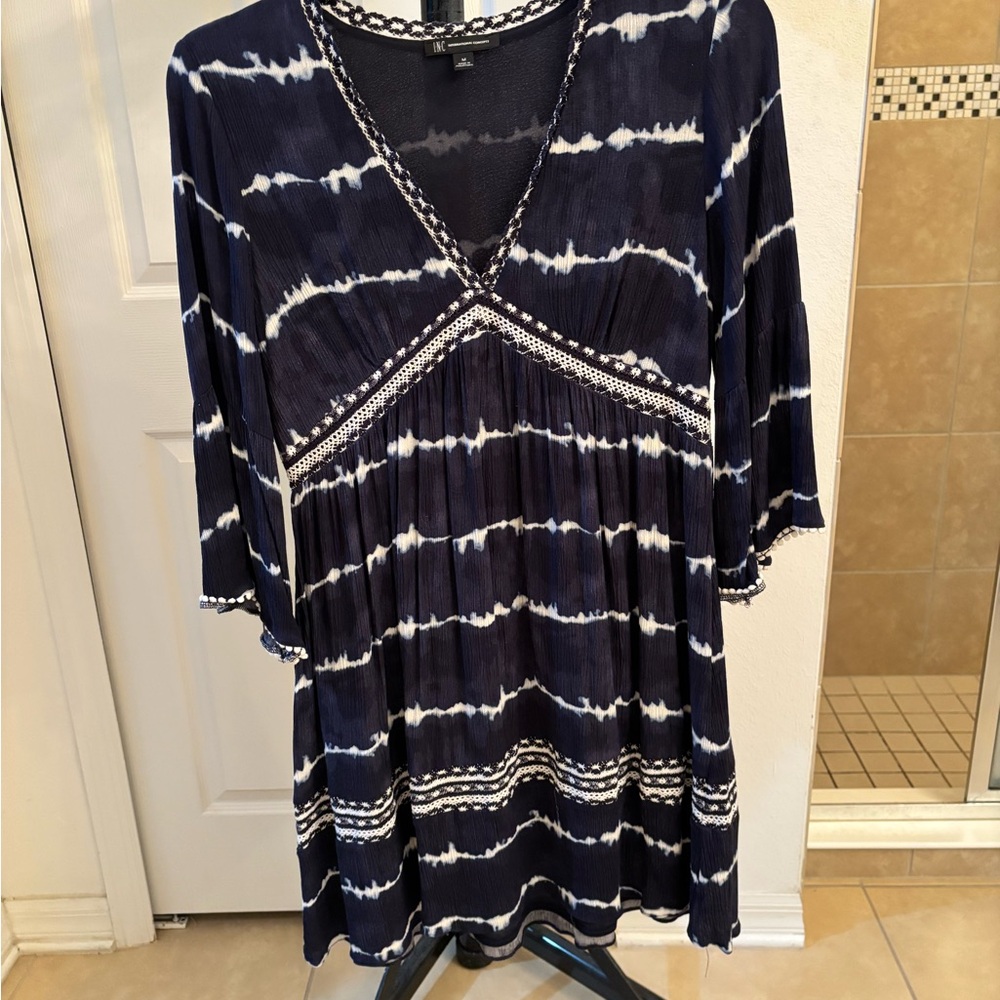 Navy and White Women's boho dress